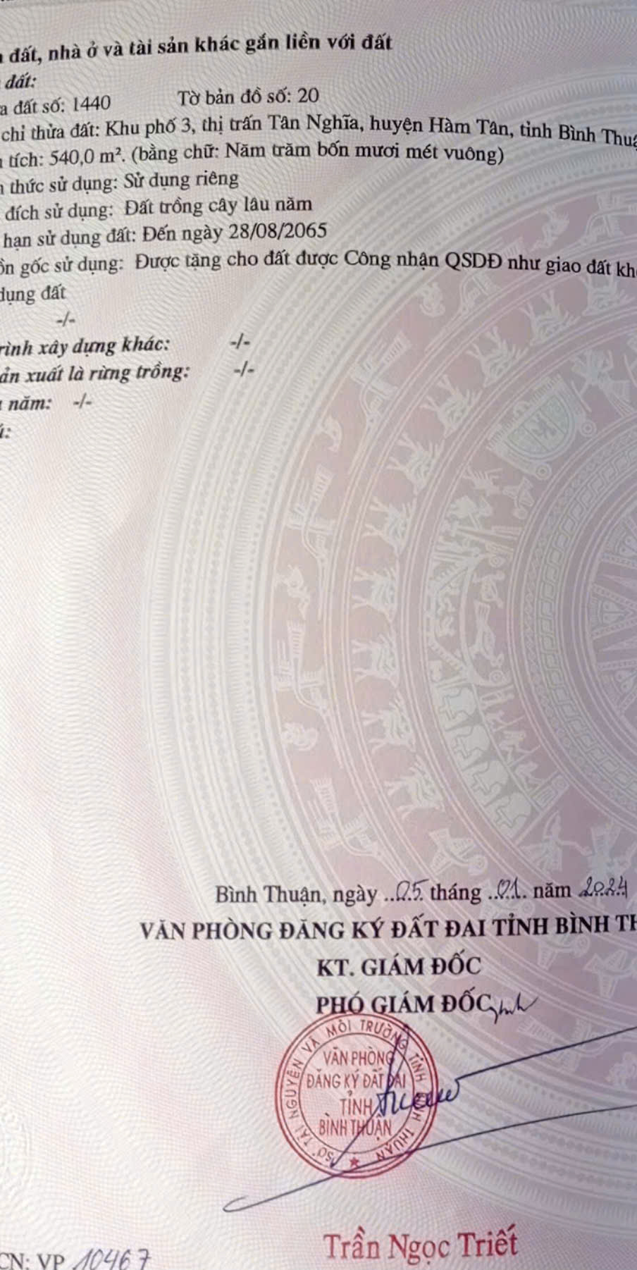 Bán đất trung tâm thị trấn Tân Nghĩa - Hàm Tân - Bình Thuận