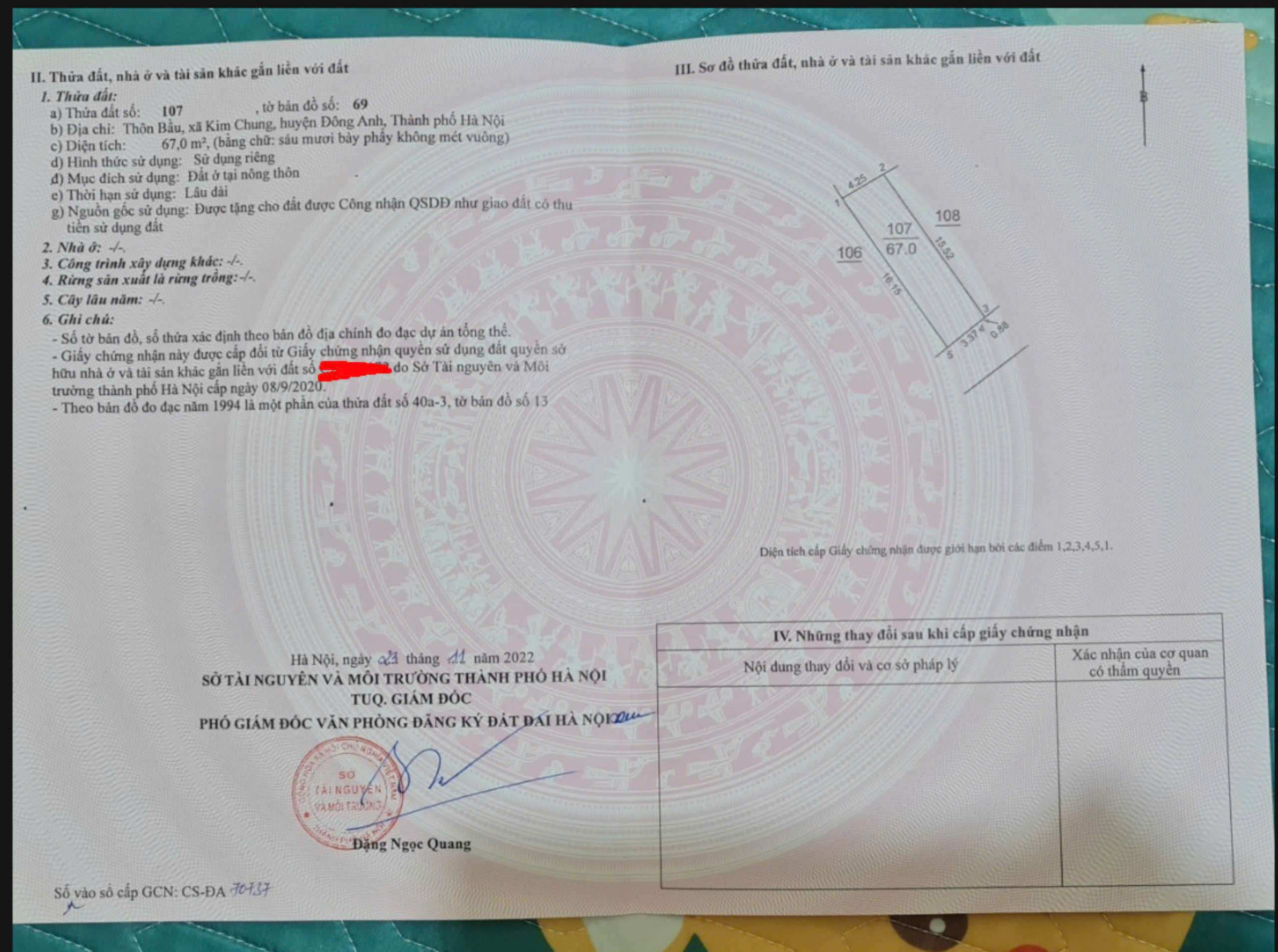 Chính chủ bán lô đất 67m² vuông vắn – Xã Thiên Lộc (Kim Chung cũ), Đông Anh – Hà Nội