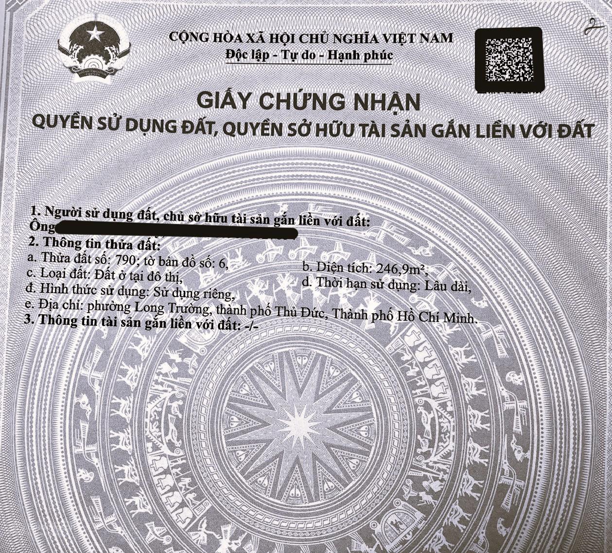 CHÍNH CHỦ BÁN ĐẤT ODT SẴN SỔ HỒNG CẤP T2/2025 MẶT TIỀN TRUNG TÂM Q9