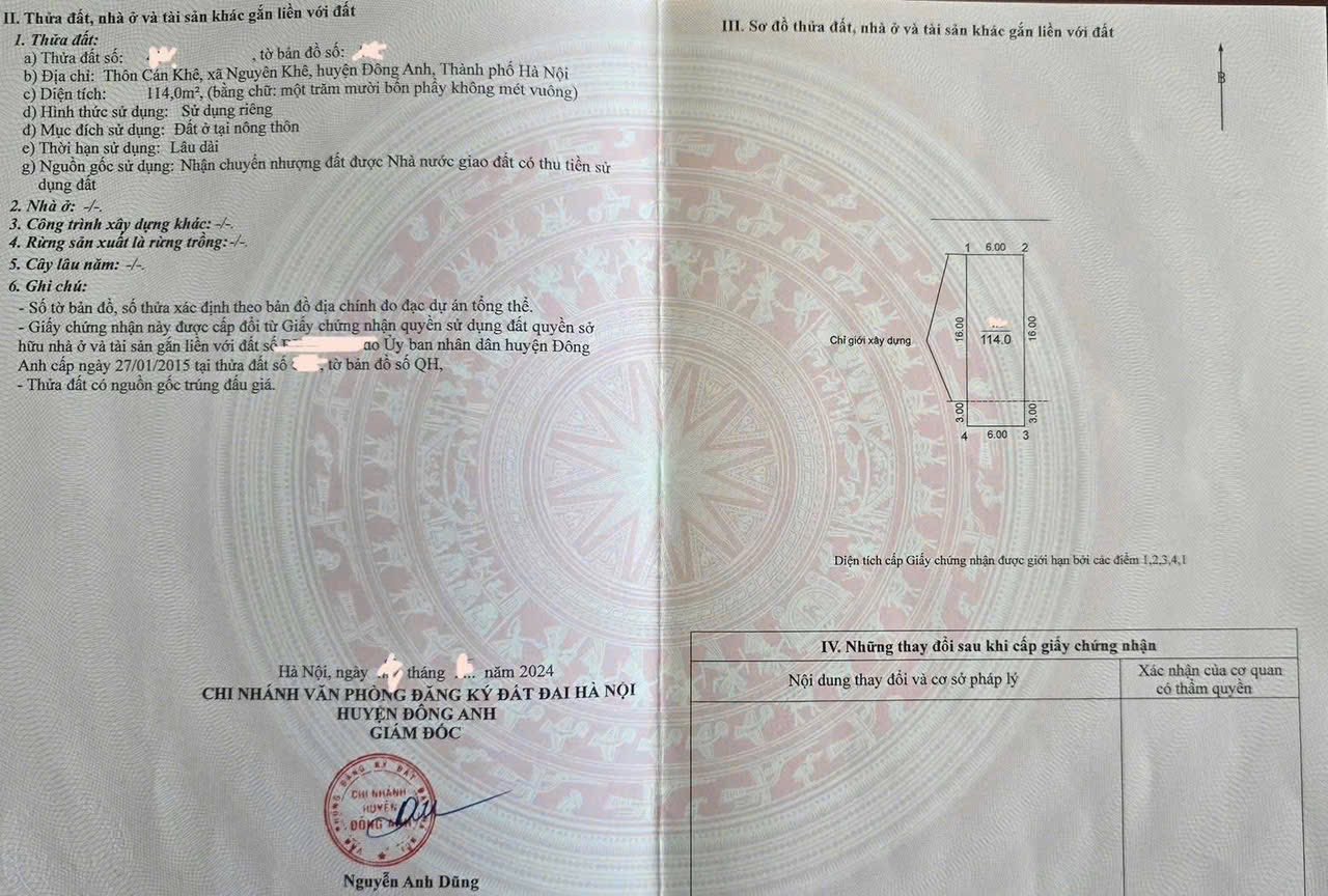 Giá RẺ - Vị trí ĐẸP - Gia chủ CẦN BÁN Băng 2 đường Lê Hữu Tựu - Liền kề KĐT Nguyên Khê - 114m2 - 2 Thoáng -
