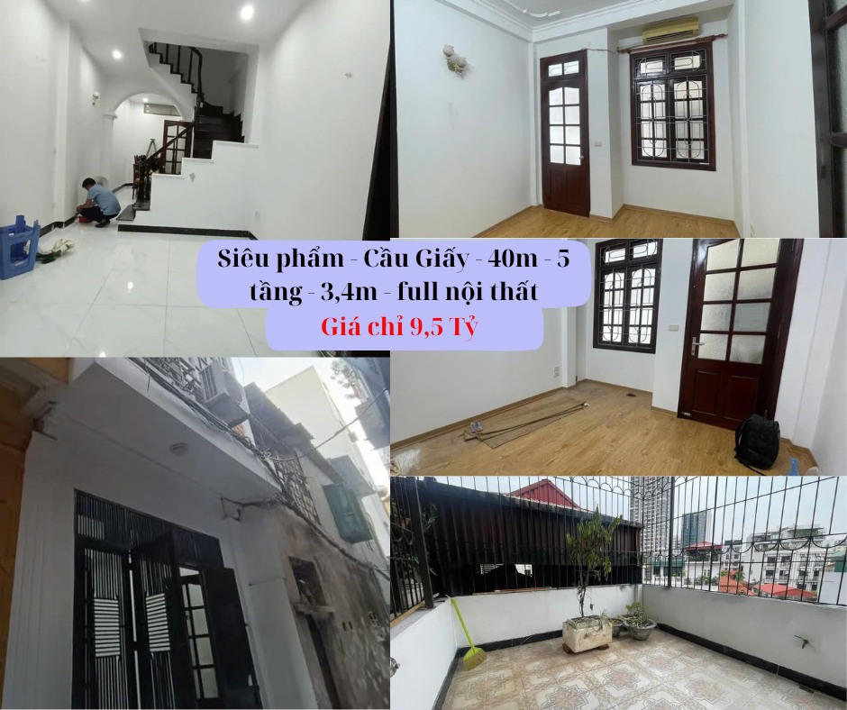 BÁN GẤP - CẦU GIẤY – NHÀ ĐẸP GẦN PHỐ – FULL NỘI THẤT – 40m² –5 TẦNG – MẶT TIỀN 3,4m – GẦN Ô TÔ – 3 GÁC CHẠY – GIÁ TỐT CHỈ 9,5 TỶ