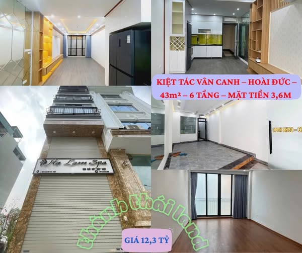 VÂN CANH – HOÀI ĐỨC – 43m² – 6 TẦNG – MẶT TIỀN 3,6M – GARA Ô TÔ – THANG MÁY – KINH DOANH THÔNG SÀN – GIÁ 12,3 TỶ
