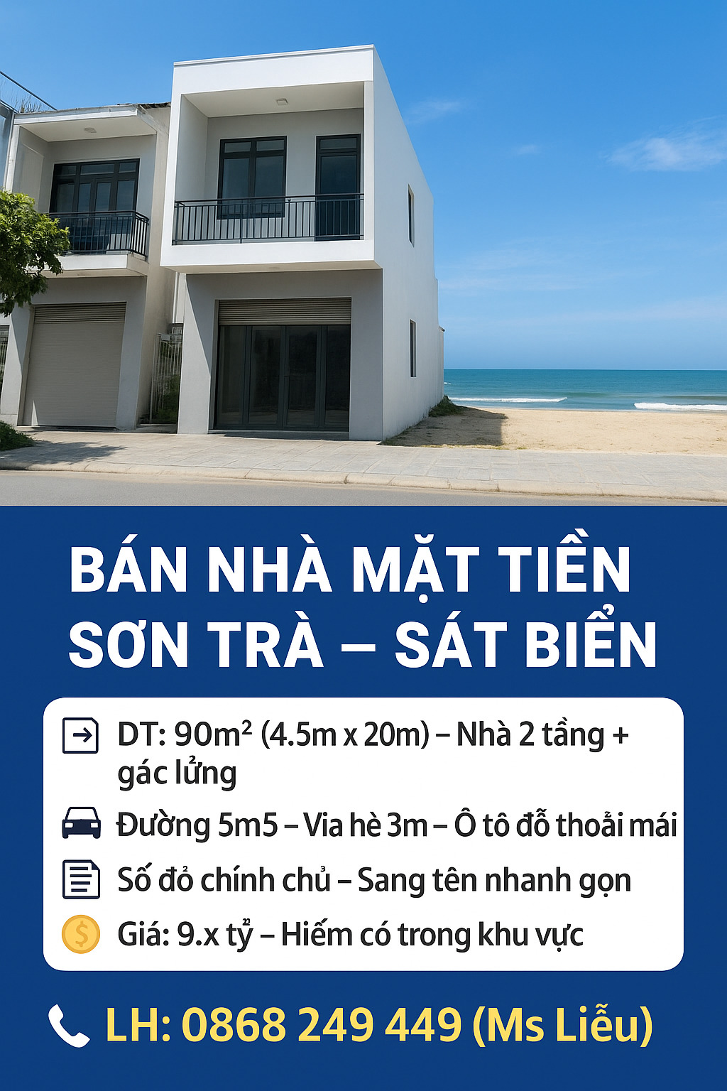 Bán nhà mặt tiền Sơn Trà, vị trí đắc địa, sát biển, chỉ 9.x tỷ