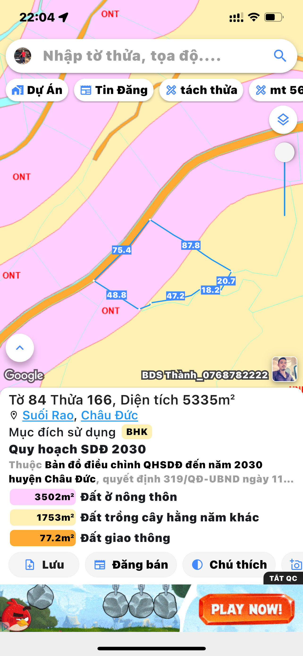 Đất Sào Phủ Hồng 1/2 Thích Hợp Phân Lô Tách Thửa - Làm Nhà Vườn