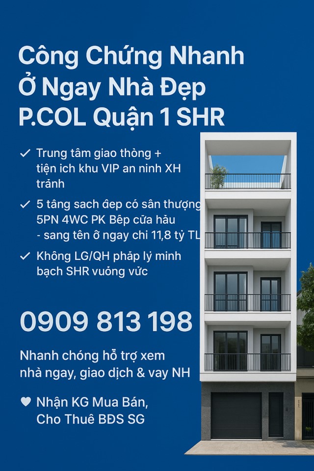 ♥️♥️♥️Công Chứng Nhanh Ở Ngay Nhà Đẹp P.COL Quận 1 SHR.♥️♥️♥️