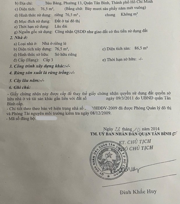 Bán nhà 77m2 hxh Bàu Bàng ngay Etown Cộng Hoà nhỉnh 7 tỷ