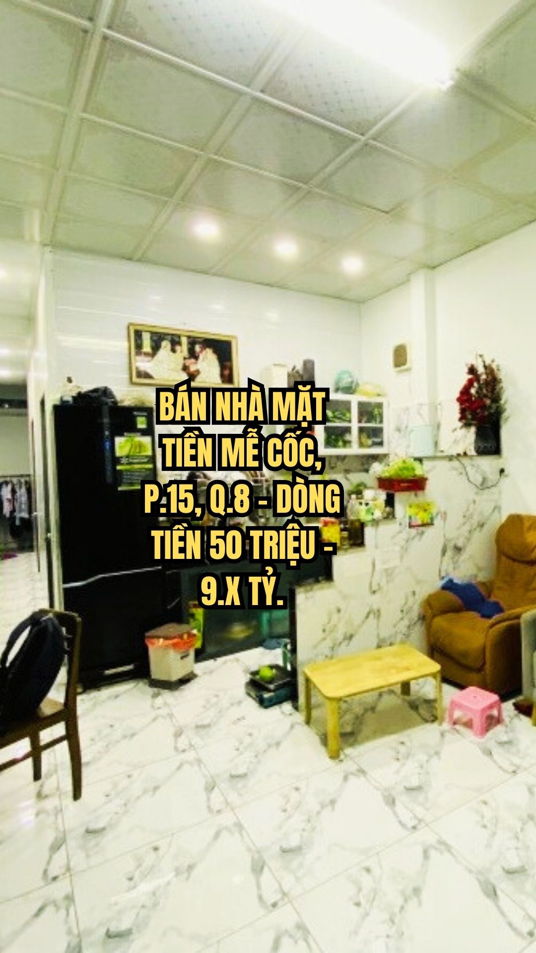 BÁN NHÀ MẶT TIỀN MỄ CỐC, P.15, Q.8 - DÒNG TIỀN 50 TRIỆU - 9.X TỶ.