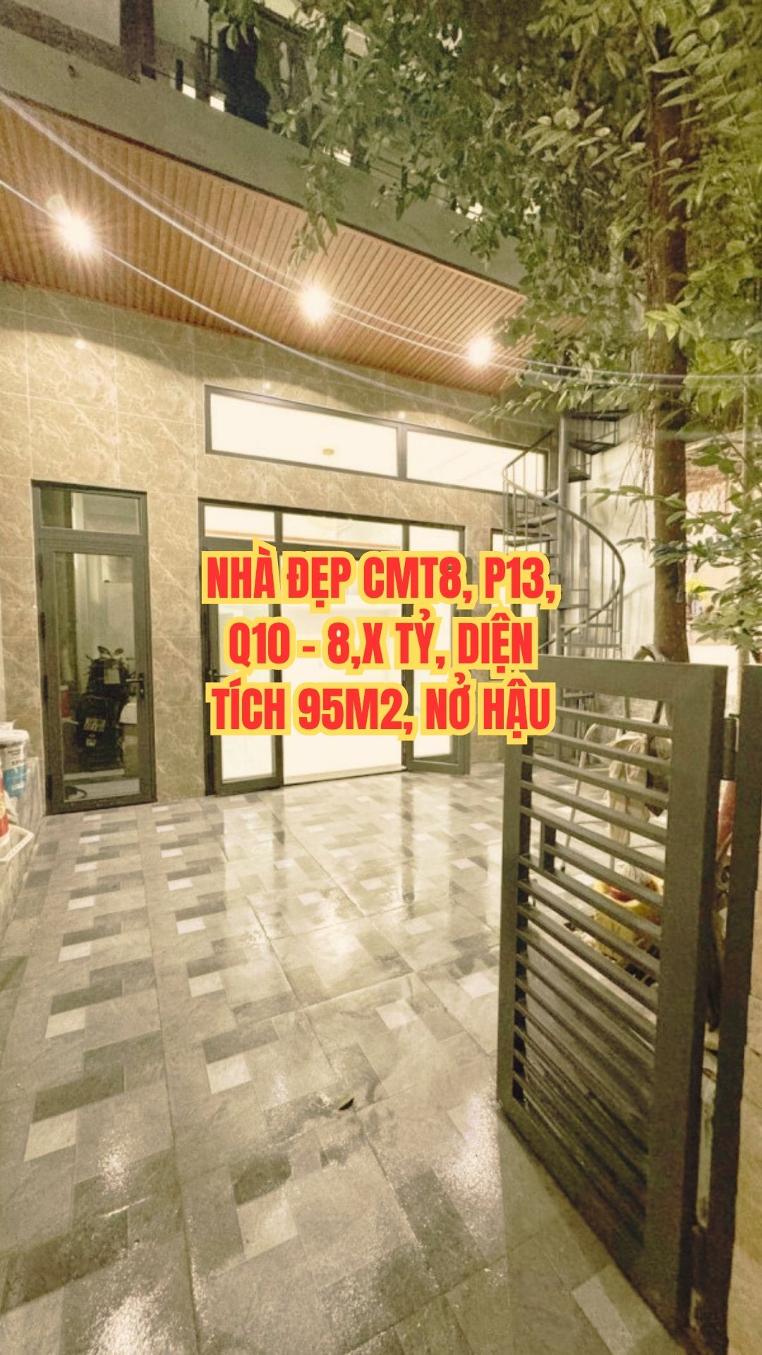NHÀ ĐẸP CMT8, P13, Q10 – 8,X TỶ, DIỆN TÍCH 95M2, NỞ HẬU
