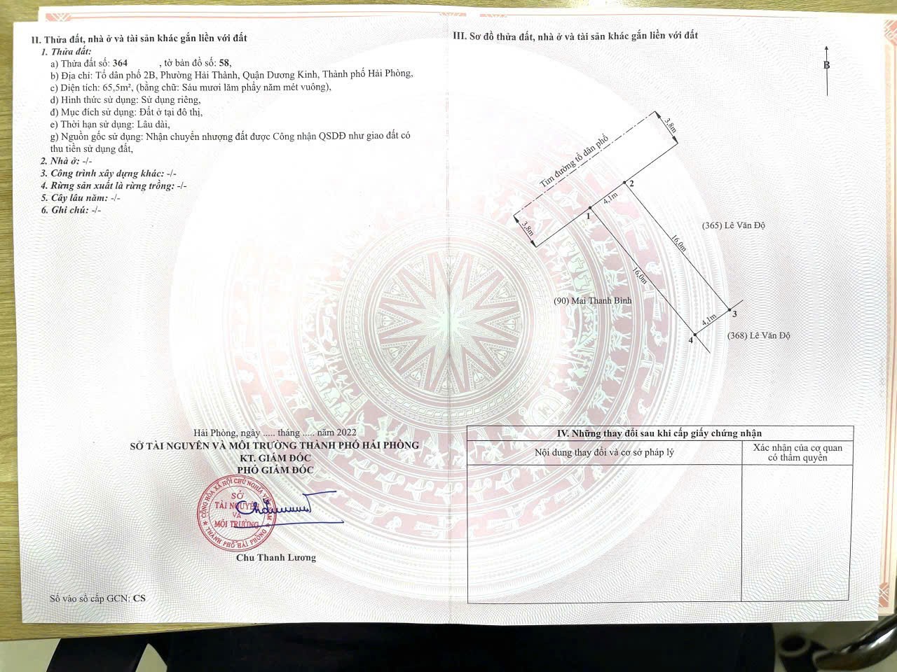 2.05 tỷ – 65.5m² Hải Thành 2, Dương Kinh – Zalo 0567222555
