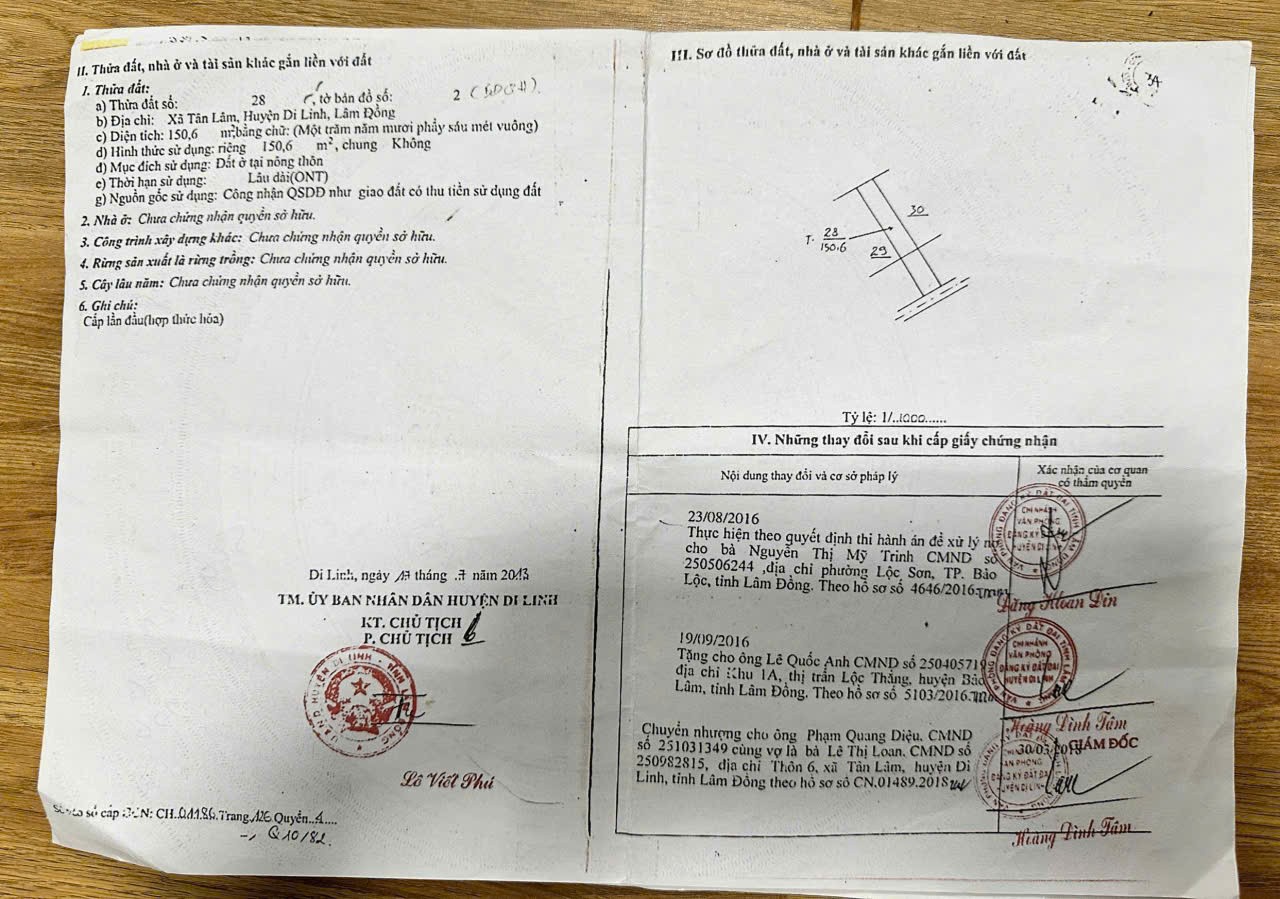 Chính chủ cần bán lô đất tại tân lâm , di linh , lâm đồng