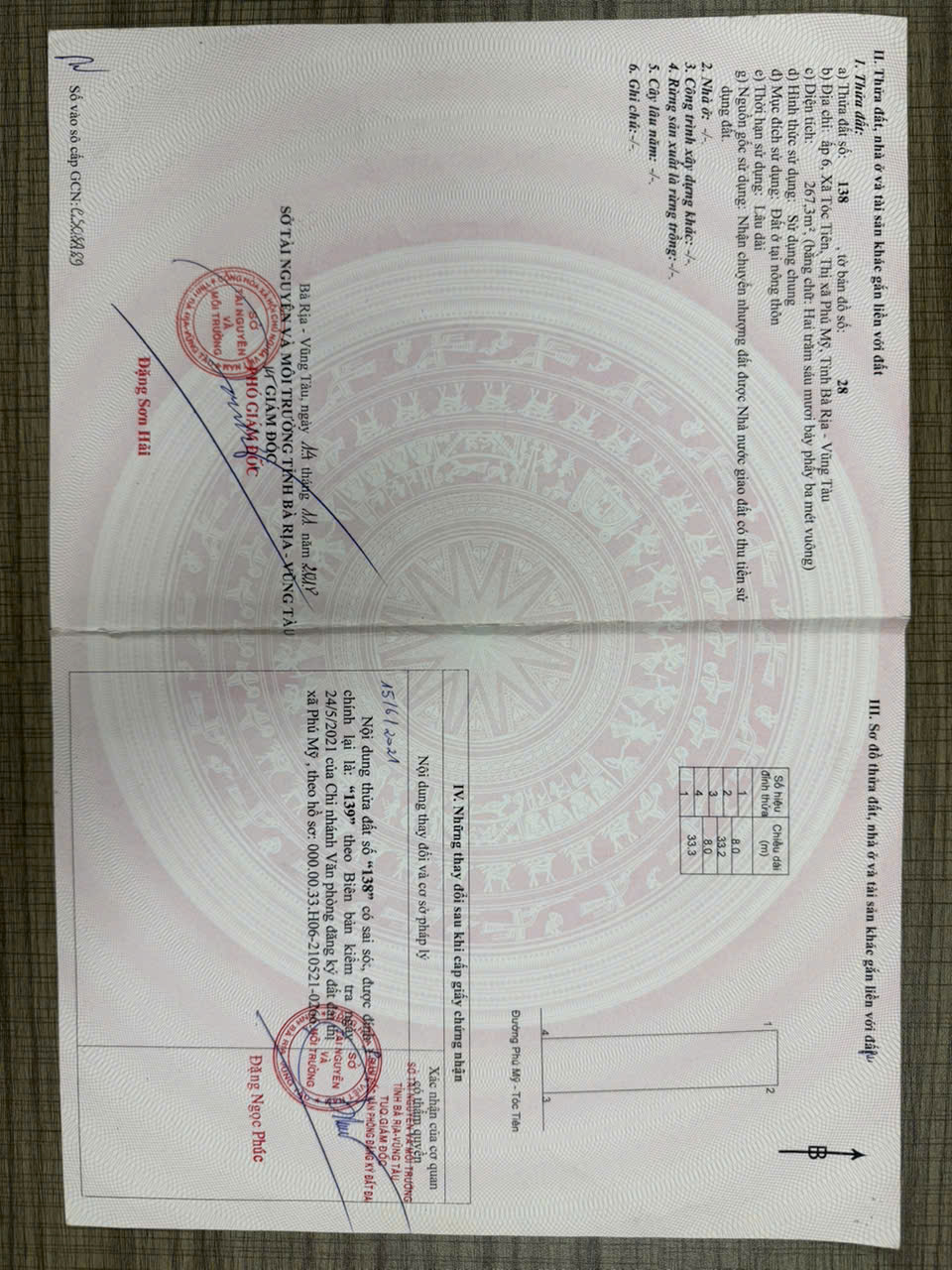 Chủ cần bán lô đất mt kinh doanh mt phú mỹ tóc tiên