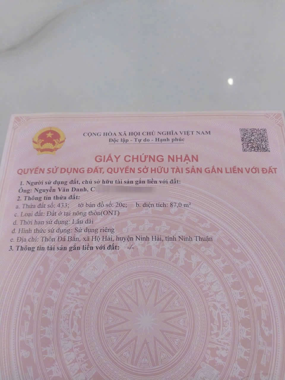 ĐẤT ĐẸP - ĐẦU TƯ SINH LỜI - CHÍNH CHỦ CẦN BÁN Tại Xã Hộ Hải, Ninh Hải, Ninh Thuận