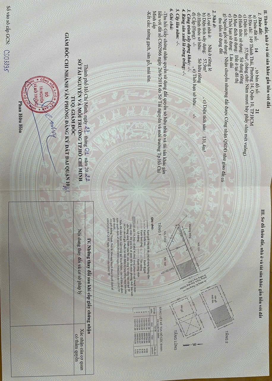 Bán Nhà Mặt Tiền 149 Thành Thái, P Diên Hồng, Quận 10