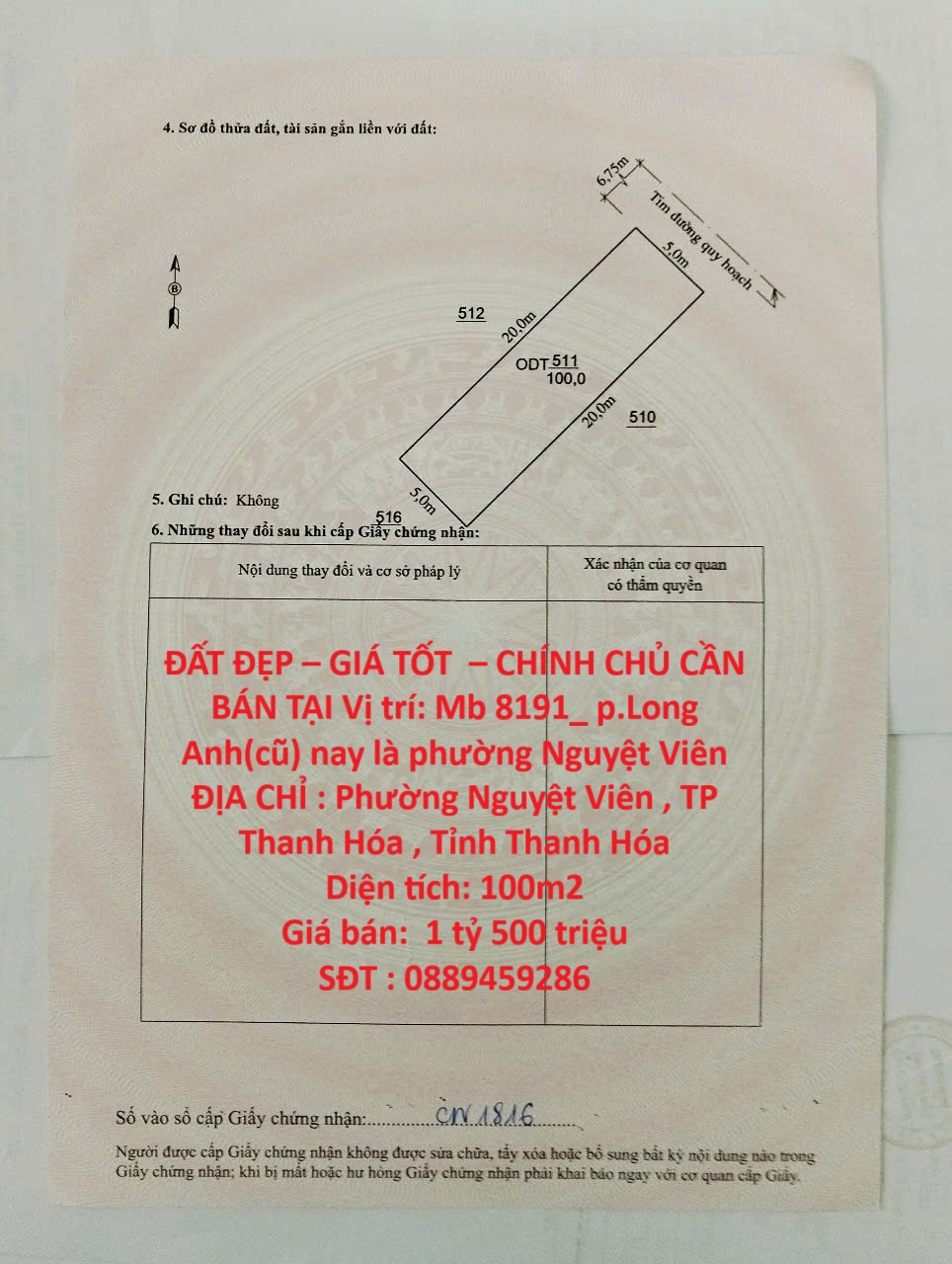 ĐẤT ĐẸP – GIÁ TỐT – CHÍNH CHỦ CẦN BÁN TẠI Vị trí: Mb 8191_ p.Long Anh(cũ) nay là phường Nguyệt Viên