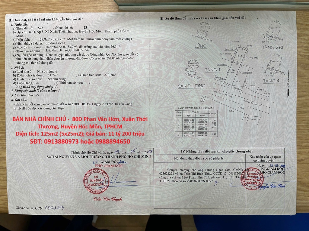BÁN NHÀ CHÍNH CHỦ - 80D Phan Văn Hớn, Xuân Thới Thượng, Huyện Hóc Môn, TPHCM