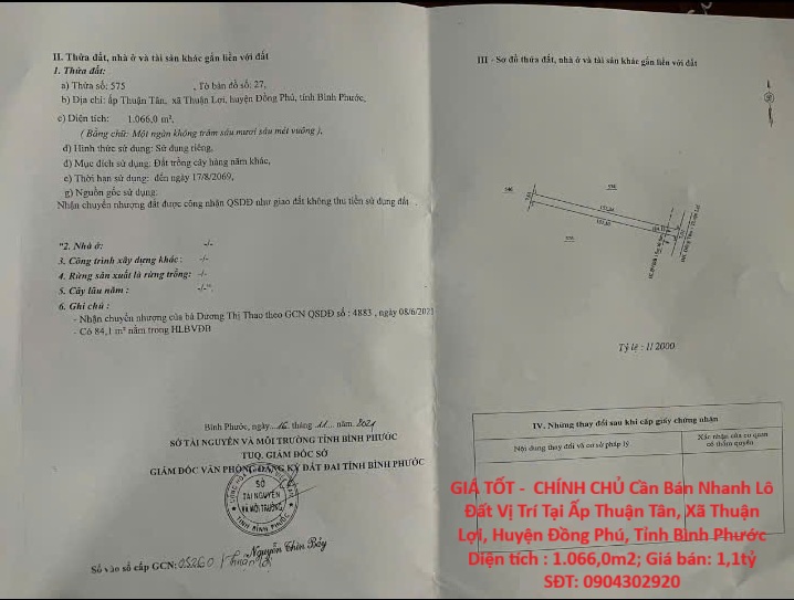 GIÁ TỐT - CHÍNH CHỦ Cần Bán Nhanh Lô Đất Vị Trí Tại Huyện Đồng Phú, Tỉnh Bình Phước