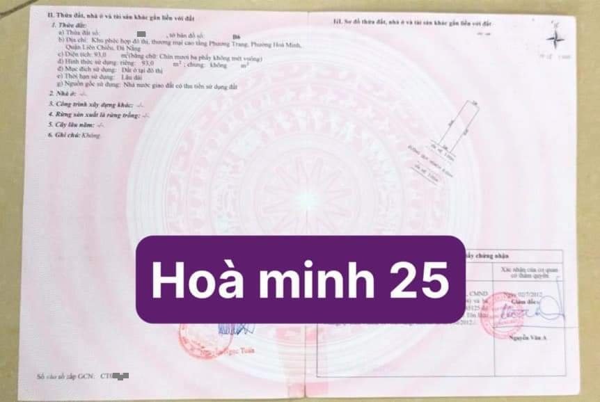 Bán đất đường Hòa Minh 25 - Trục thông Nguyễn Sinh Sắc