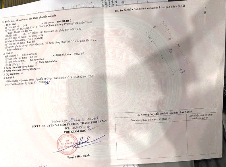 [511] Chính chủ bán Đất 77m2, MT 5.2m,trung tâm Thanh Xuân phân lô, 2 mặt, Ôtô đỗ cửa, cách phố 20m