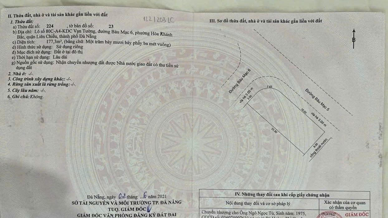 Bán đất lô góc đường Bàu Mạc 5 và Bàu Mạc 6 -gần biển bãi tắm Nguyễn Chánh