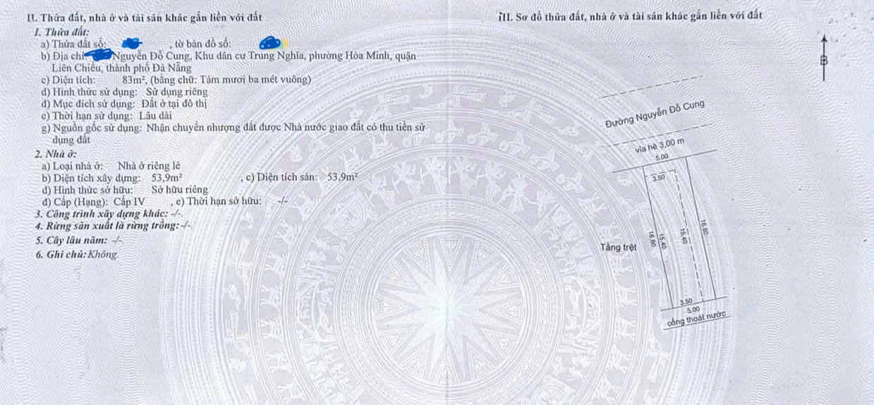Bán đất tặng đường Nguyễn Đỗ Cung, phường Hoà Khánh, Đà Nẵng.