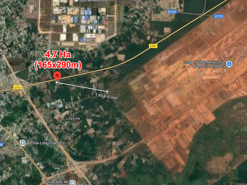 Giảm sốc 46 tỷ! 4.7Ha Đất SHR Sát sân bay Long Thành – Long An Đồng Nai SSS