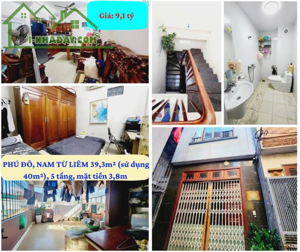 ĐẲNG CẤP PHÚ ĐÔ, NAM TỪ LIÊM 39,3m² (sử dụng 40m²), 5 tầng, mặt tiền 3,8m Giá: 9,1 tỷ