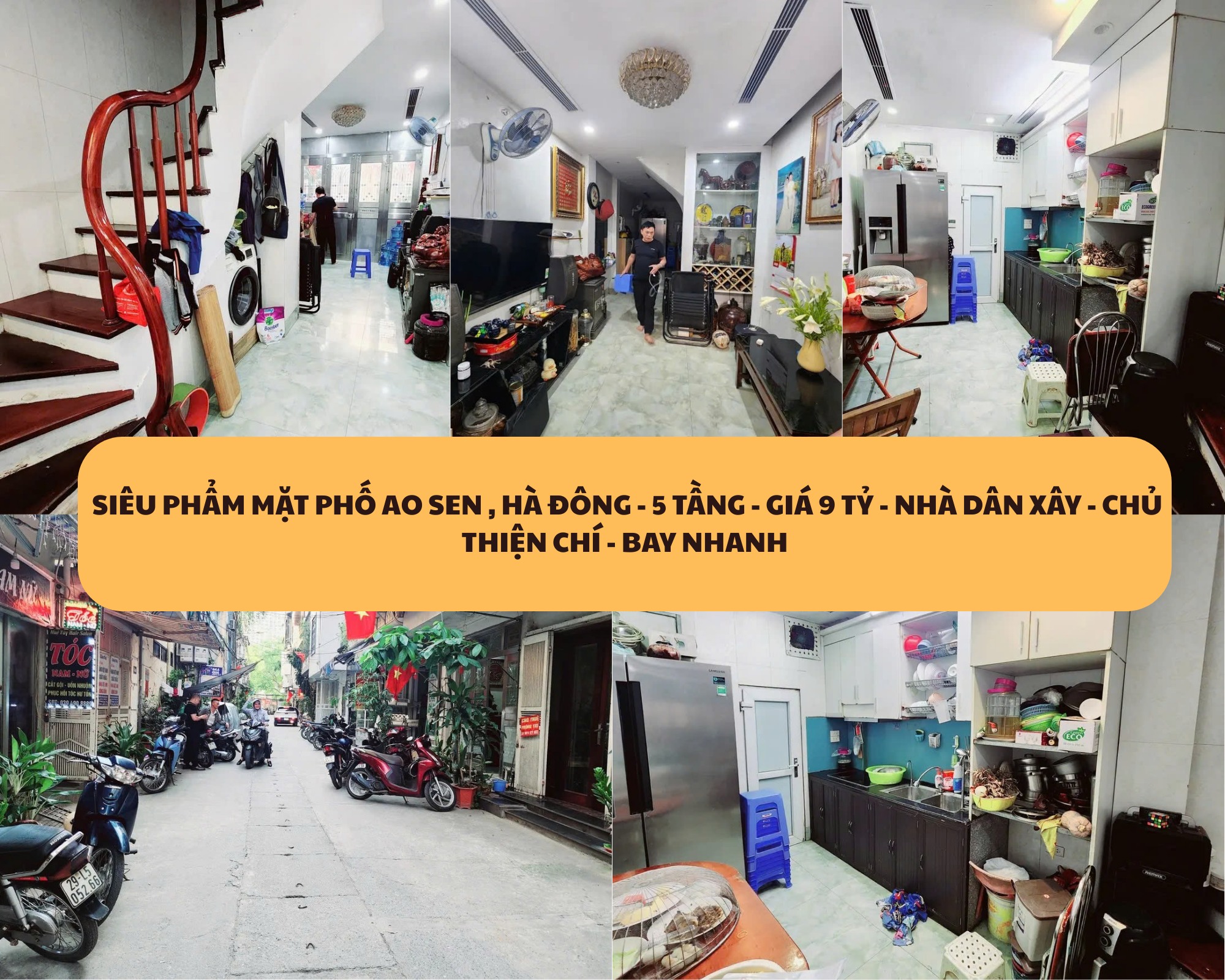 MẶT PHỐ AO SEN , HÀ ĐÔNG - 5 TẦNG - GIÁ 9 TỶ - NHÀ DÂN XÂY - CHỦ THIỆN CHÍ - BAY NHANH