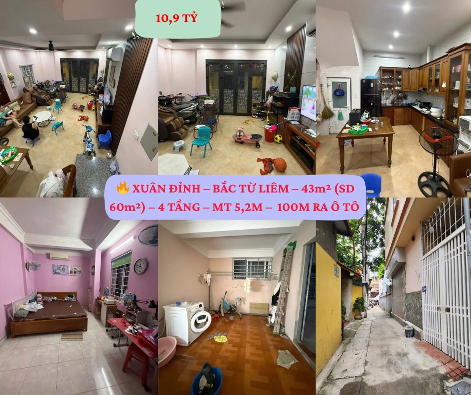 KIỆT TÁC XUÂN ĐỈNH – BẮC TỪ LIÊM – 43m² (SD 60m²) – 4 TẦNG – MT 5,2M – NGÕ THÔNG – 100M RA Ô TÔ – 10,9 TỶ