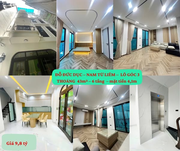 CƠ HỘI HIẾM ĐỖ ĐỨC DỤC – NAM TỪ LIÊM – NHÀ LÔ GÓC 3 THOÁNG sử dụng 43m² – 6 tầng thang máy – mặt tiền 4,1m – Giá 9,8 tỷ