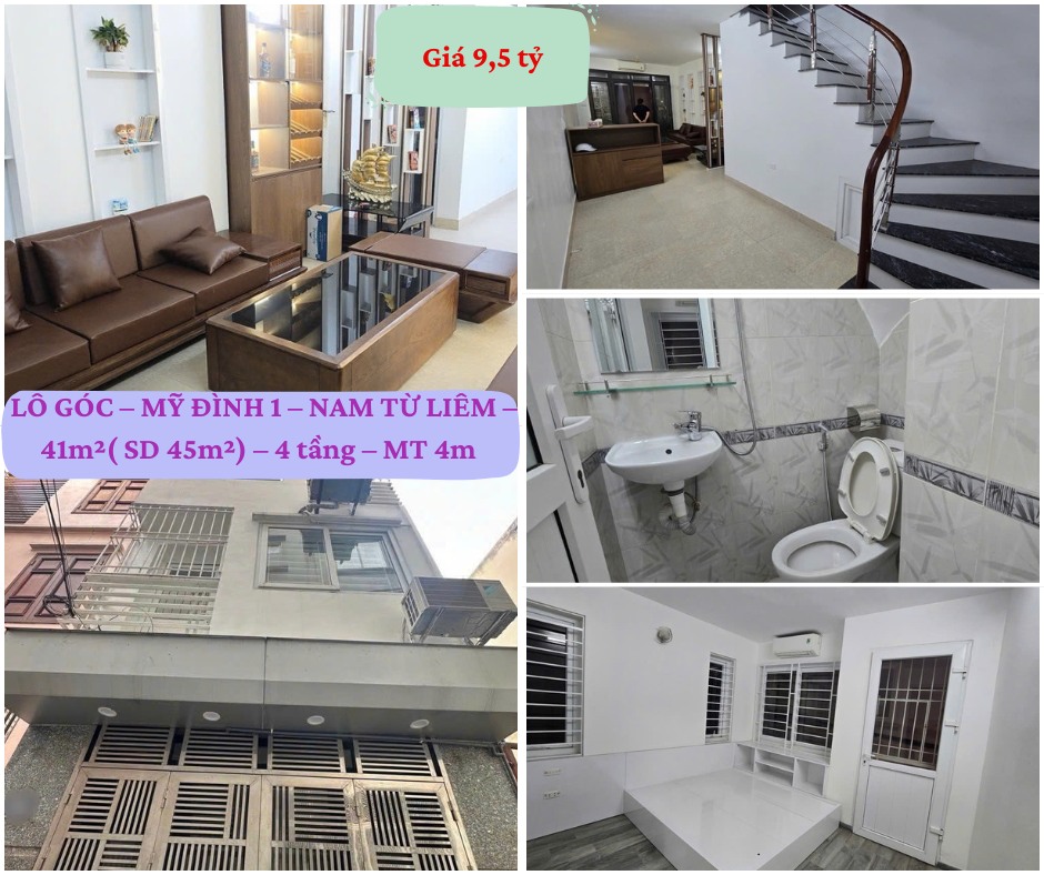 SIÊU PHẨM LÔ GÓC – MỸ ĐÌNH 1 – NAM TỪ LIÊM – 41m²( SD 45m²) – 4 tầng – MT 4m – Giá 9,5 tỷ