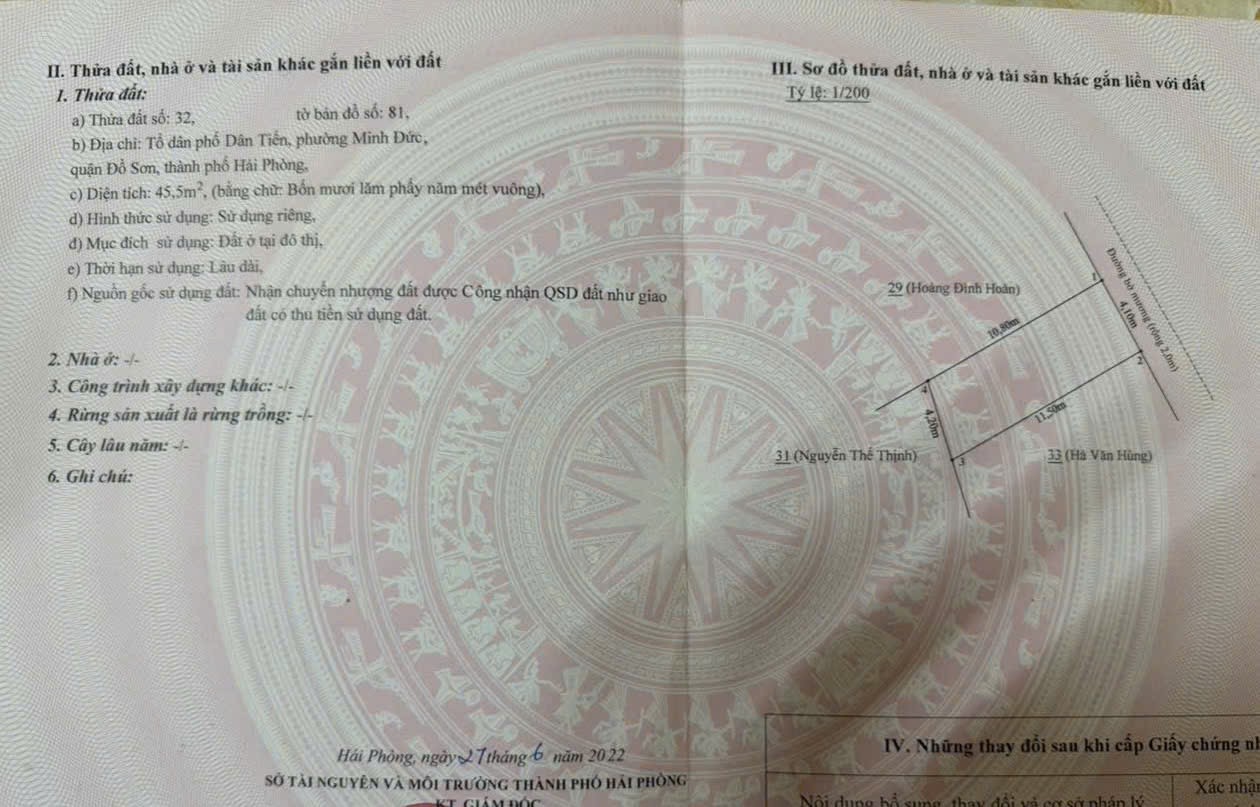 LÔ ĐẸP 45.5M² MINH ĐỨC – NAM ĐỒ SƠN, GIÁ HIẾM DƯỚI 800 TRIỆU ZALO 0567 222 555