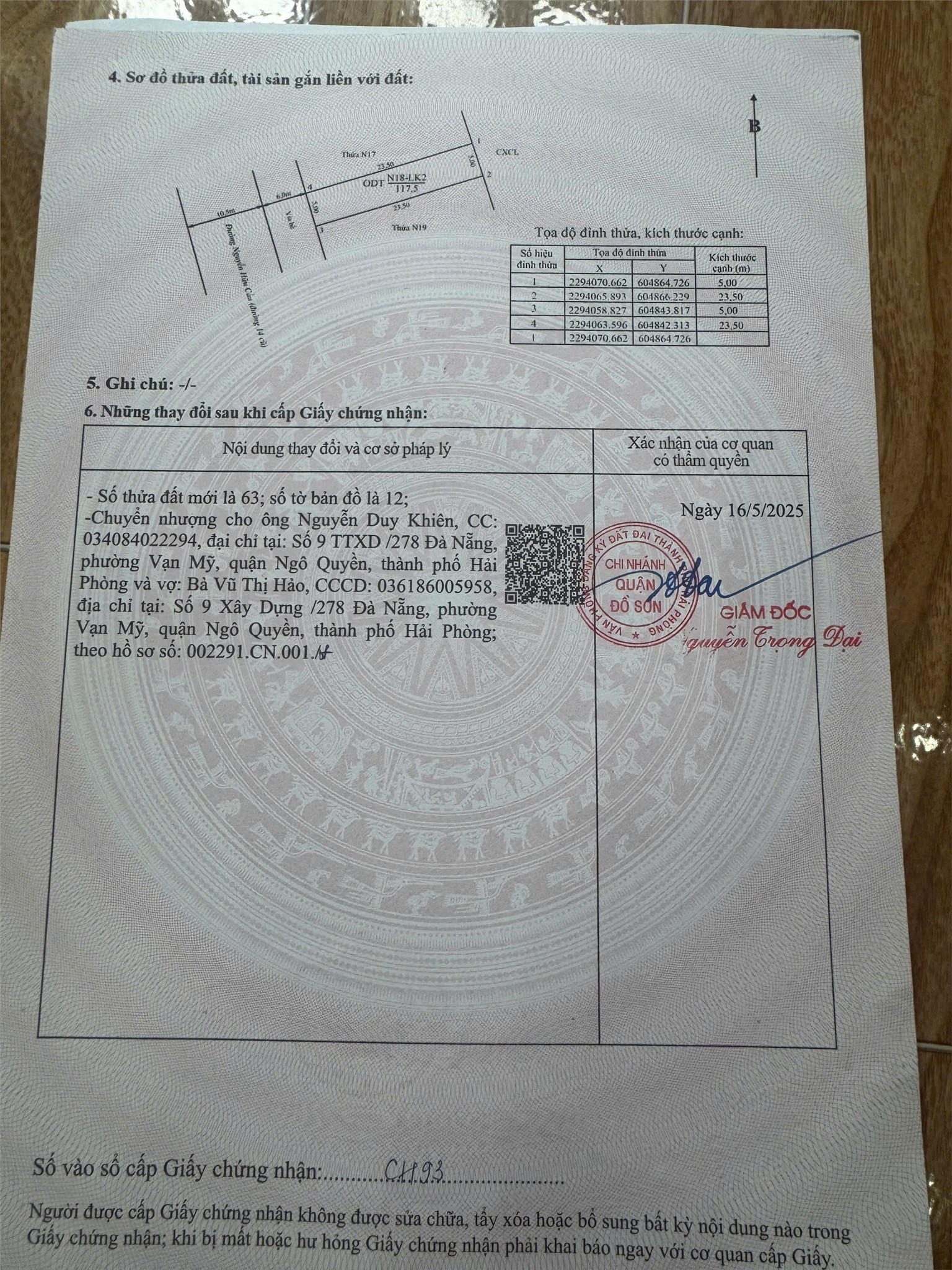 BÁN LÔ ĐẤT ĐẤU GIÁ ĐỒNG NẺO – NGỌC XUYÊN – ĐỒ SƠN 117,5M² – GIÁ CHỈ 5XTR/M² TRUNG TÂM KINH DOANH SẦM UẤT – ZALO 0567