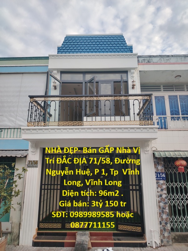 NHÀ ĐẸP- Bán GẤP Nhà Vị Trí ĐẮC ĐỊA 71/58, Đường Nguyễn Huệ, P 1, Tp Vĩnh Long, Vĩnh Long