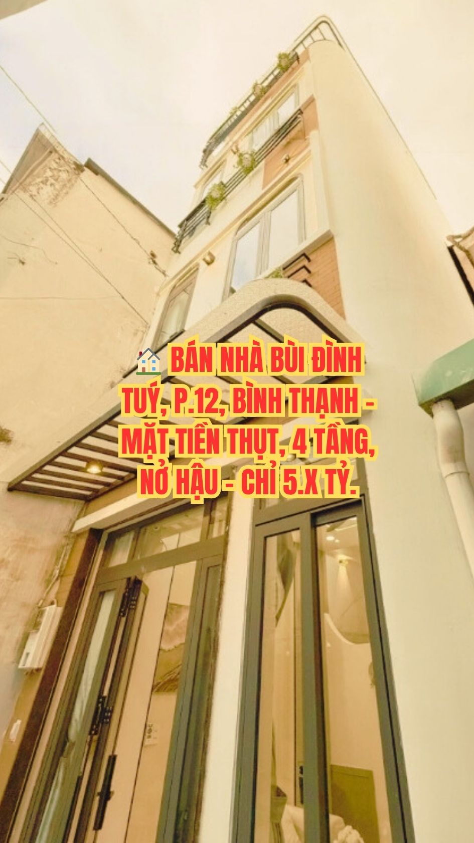 BÁN NHÀ BÙI ĐÌNH TUÝ, P.12, BÌNH THẠNH , 4 TẦNG, NỞ HẬU - CHỈ 5.X TỶ.