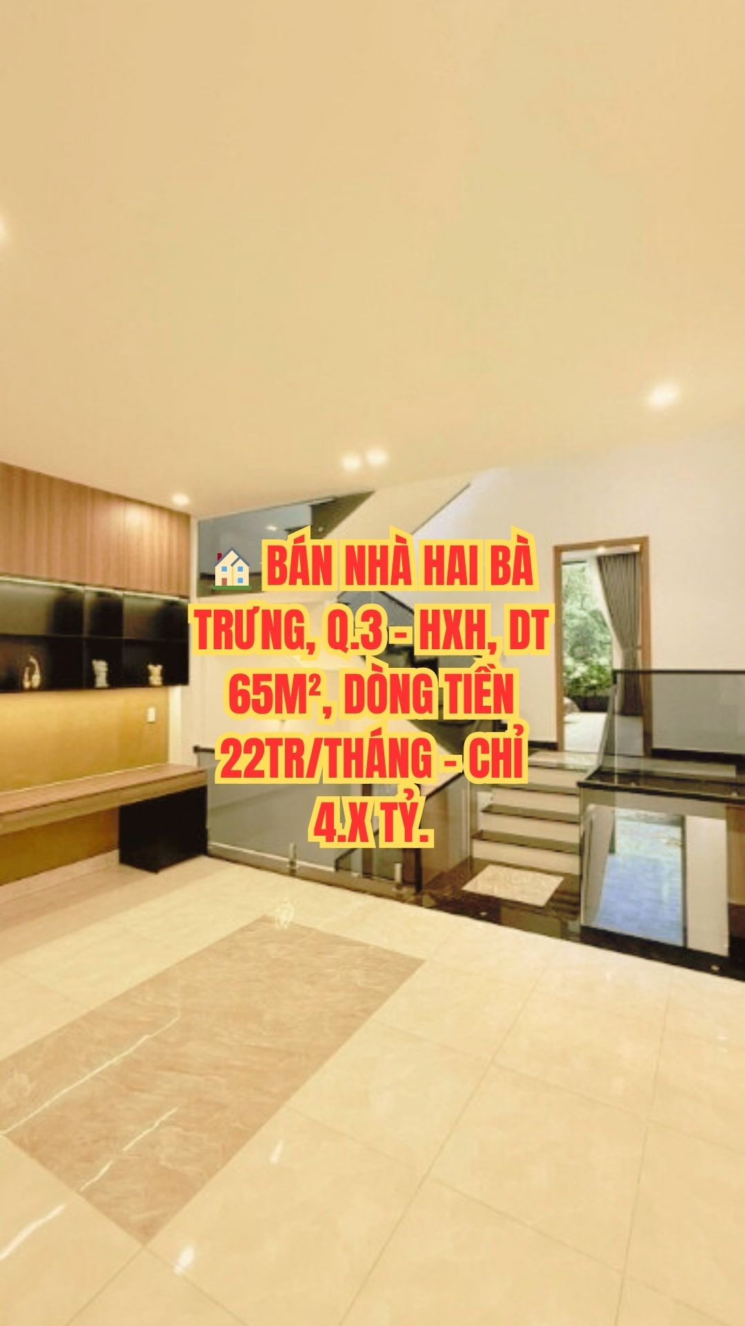 BÁN NHÀ HAI BÀ TRƯNG, Q.3 - HXH, DT 65M², DÒNG TIỀN 22TR/THÁNG - CHỈ 4.X TỶ.