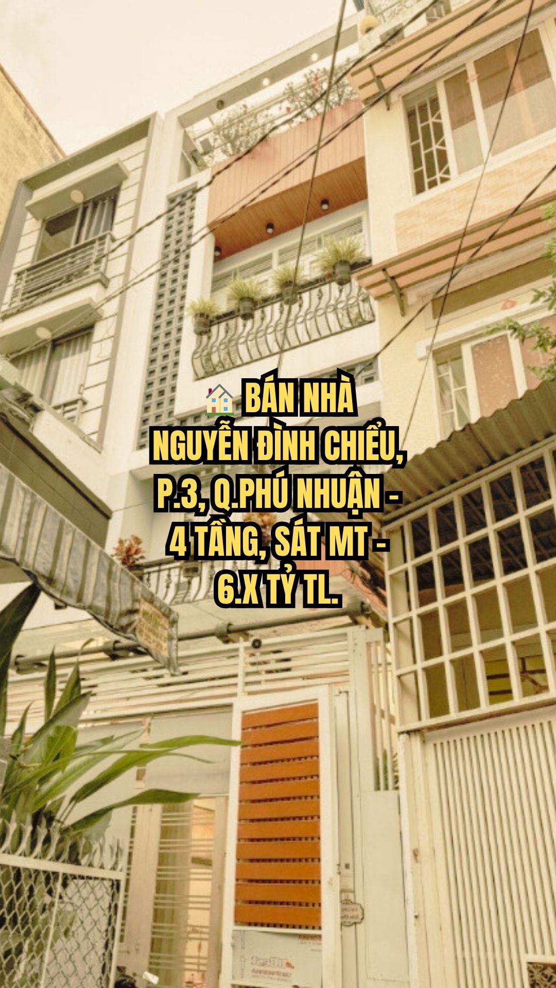 BÁN NHÀ NGUYỄN ĐÌNH CHIỂU, P.3, Q.PHÚ NHUẬN - 4 TẦNG, SÁT MT - 6.X TỶ TL.