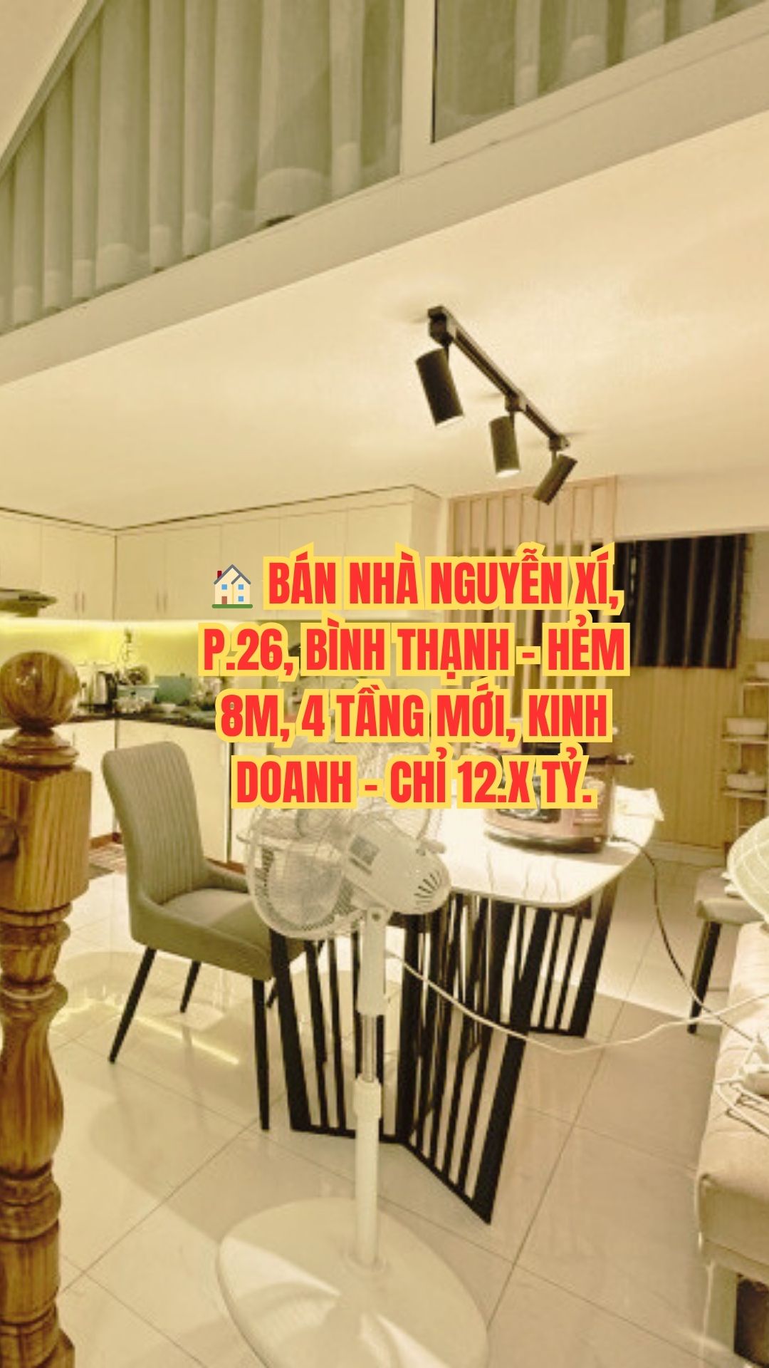 BÁN NHÀ NGUYỄN XÍ, P.26, BÌNH THẠNH - HẺM 8M, 4 TẦNG MỚI, KINH DOANH - CHỈ 12.X TỶ.
