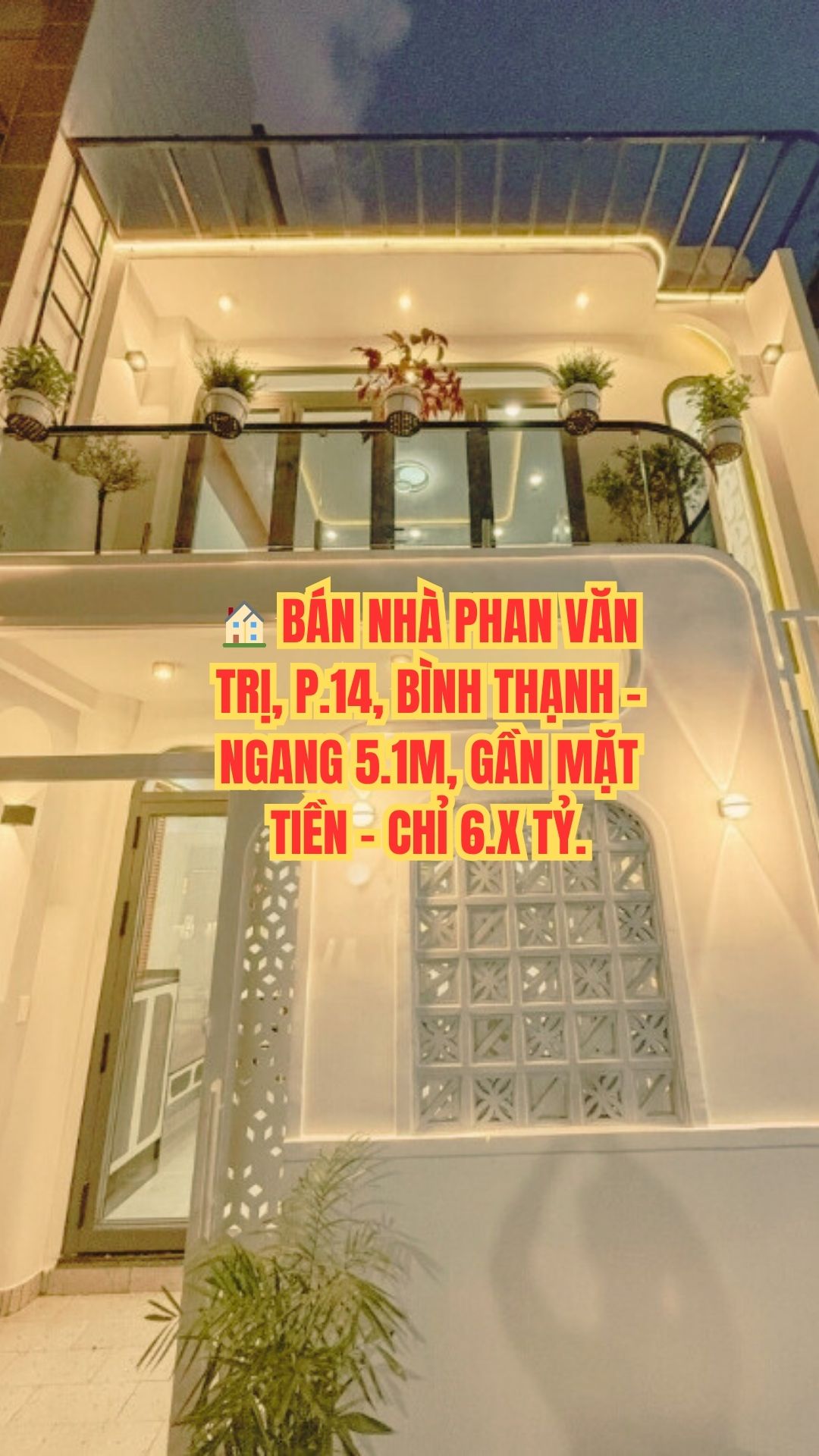 BÁN NHÀ PHAN VĂN TRỊ, P.14, BÌNH THẠNH - NGANG 5.1M, GẦN MẶT TIỀN - CHỈ 6.X TỶ.