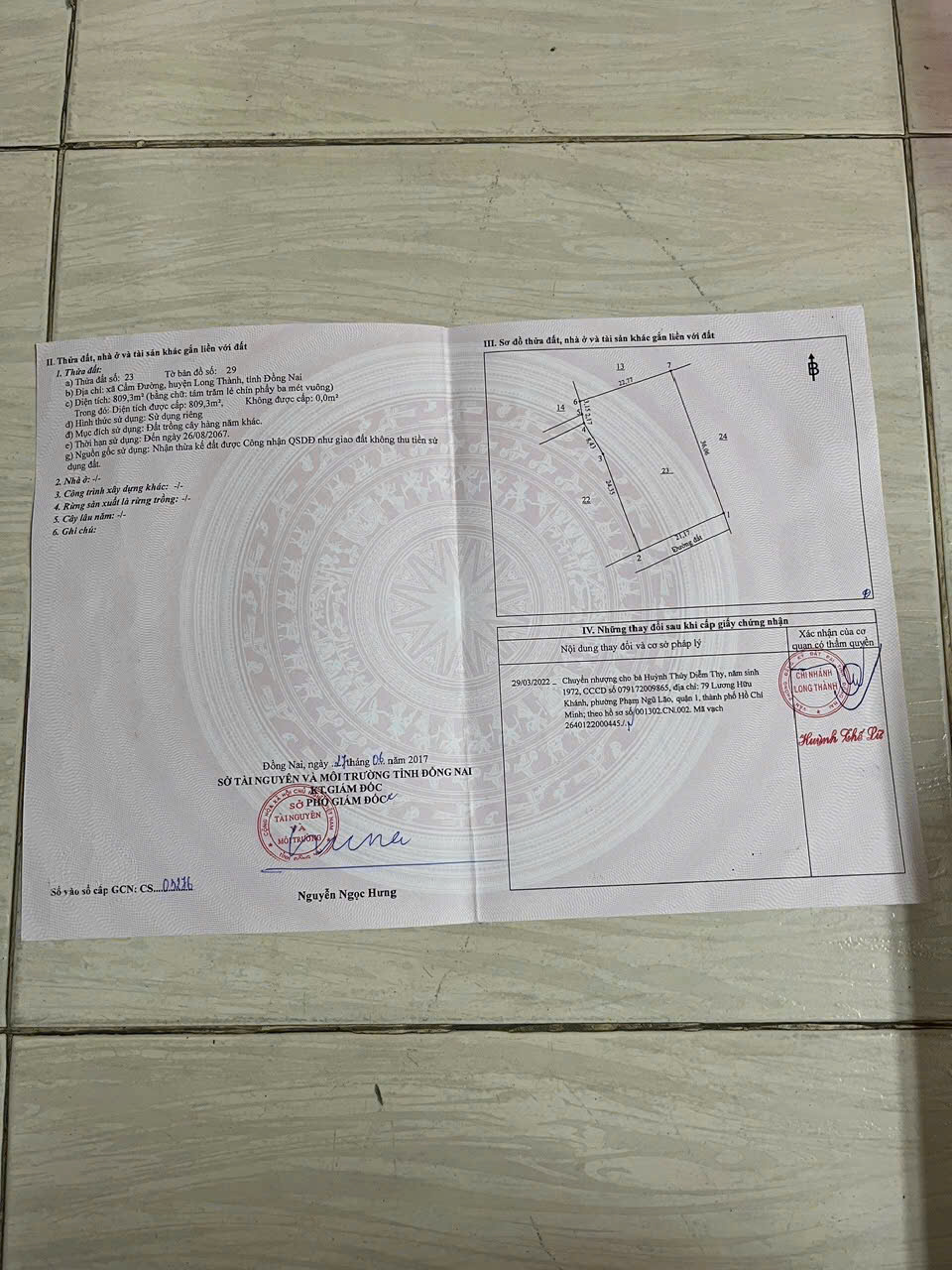 3 mặt tiền - sát sân bay long thành - 809m2 ful hồng chỉ 2,4 tỷ