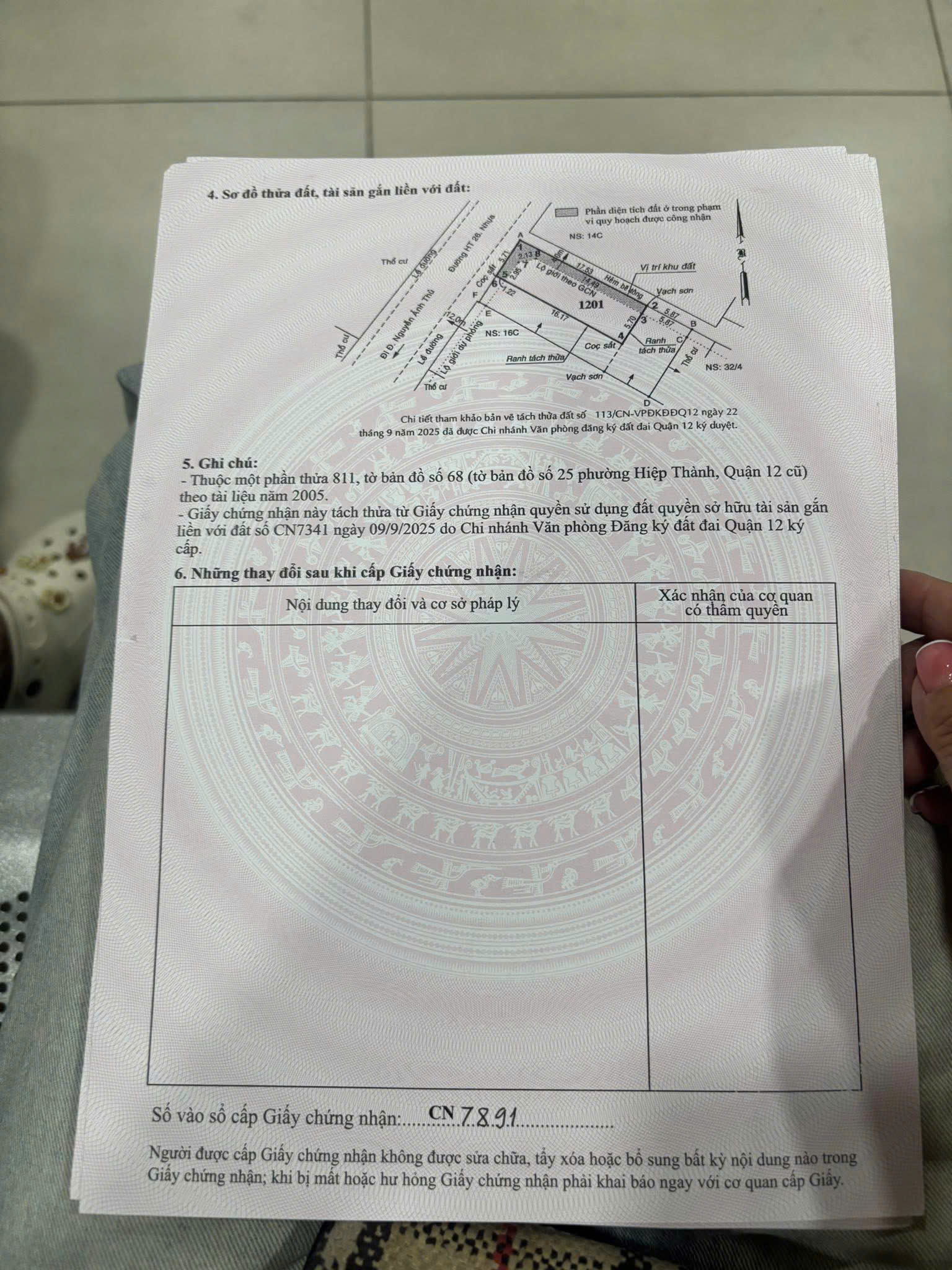 LÔ ĐẤT (4X18) MẶT TIỀN HIỆP THÀNH 26, QUẬN 12 GIÁ TỐT 5.55T TL