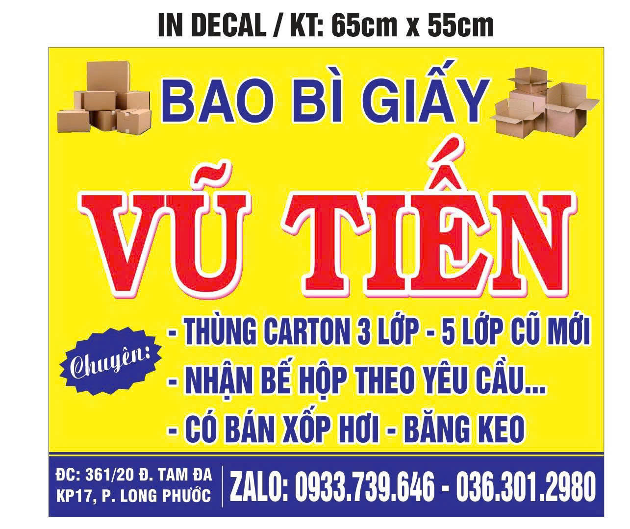 BAO BÌ GIẤY VŨ TIẾN – GIÁ TỐT, GIAO NHANH - LONG PHƯỚC, HCM