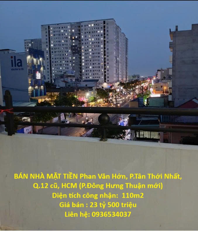BÁN NHÀ MẶT TIỀN Phan Văn Hớn, P.Tân Thới Nhất, Q.12 cũ, HCM (P.Đông Hưng Thuận mới)