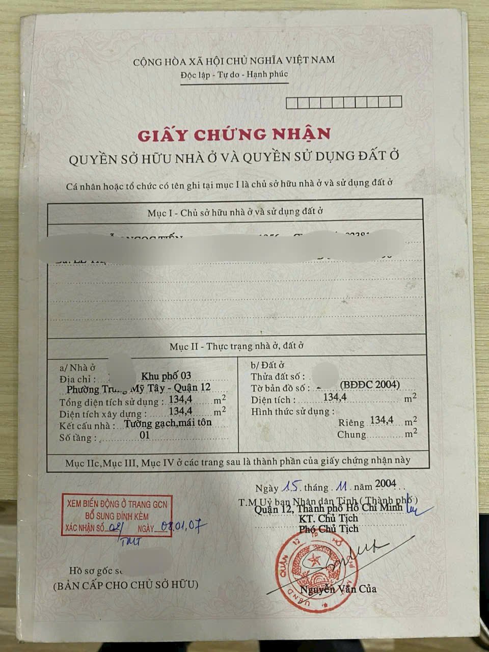 NHÀ (10.6x13) GÓC 2MT ĐƯỜNG ĐỖ HÀNH, P.TRUNG MỸ TÂY, Q12 GẦN NAT