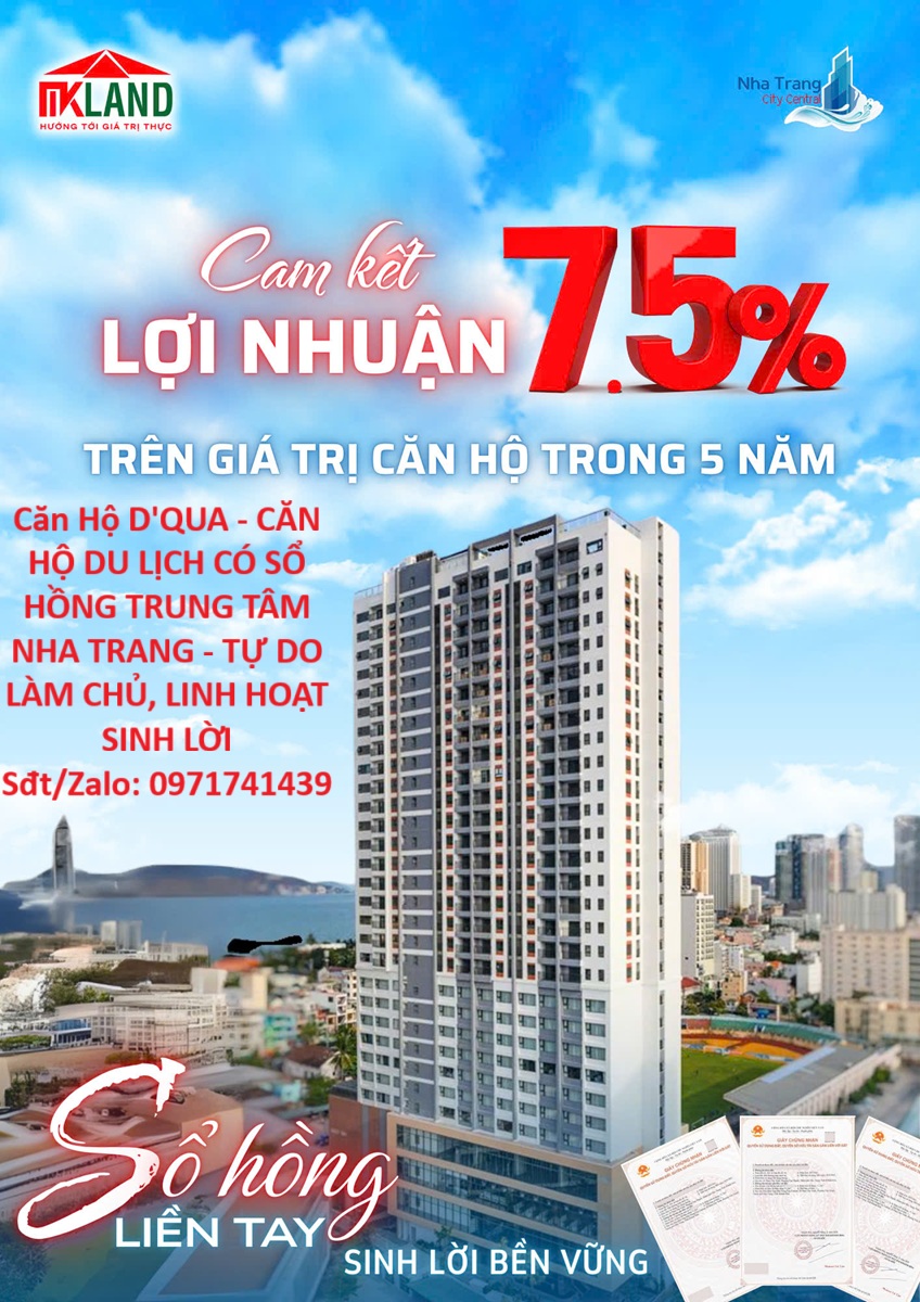 Căn Hộ D'QUA - CĂN HỘ DU LỊCH CÓ SỔ HỒNG TRUNG TÂM NHA TRANG - TỰ DO LÀM CHỦ, LINH HOẠT SINH LỜI