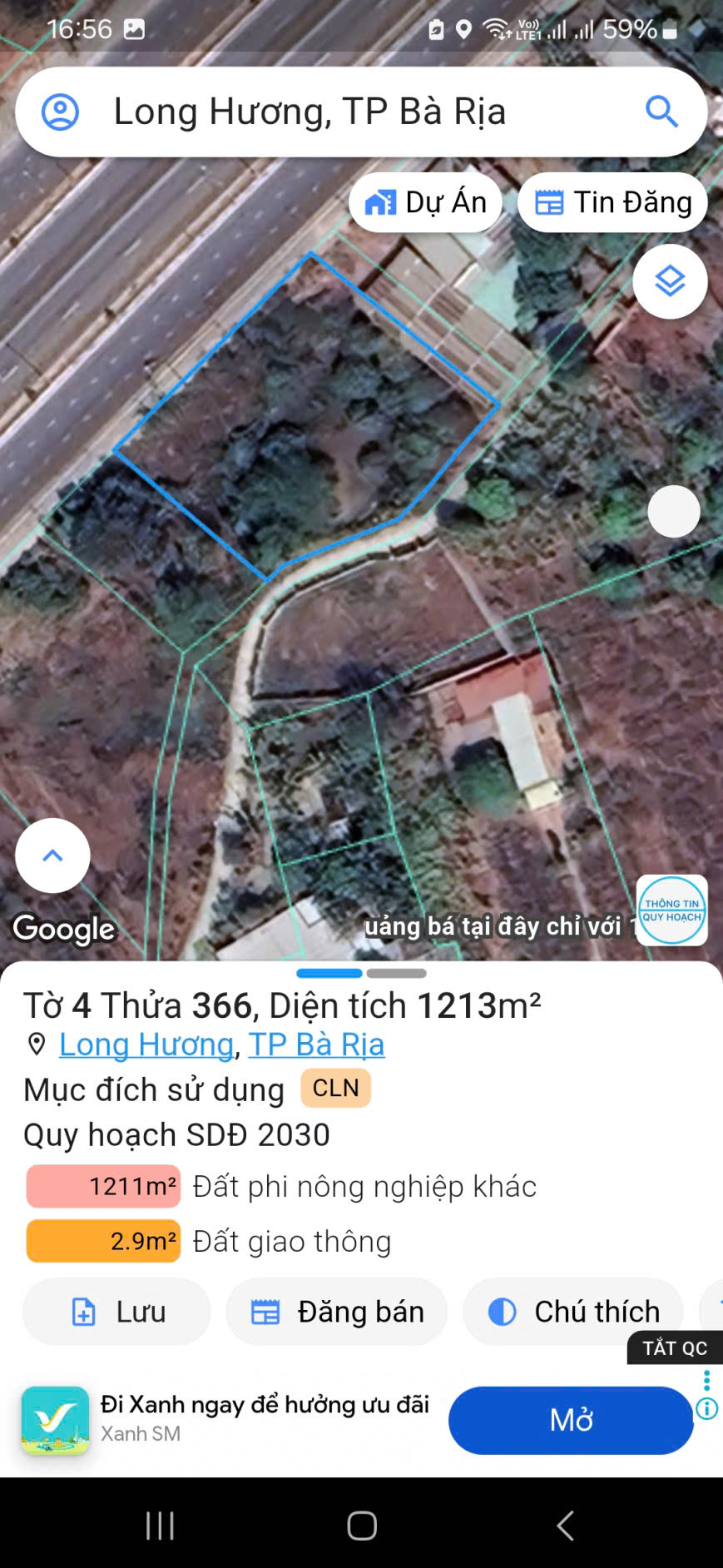 Cần bán đất nền tại Quốc Lộ 51B (QL56 tuyến tránh), Long Hương, Bà Rịa, Bà Rịa Vũng Tàu.