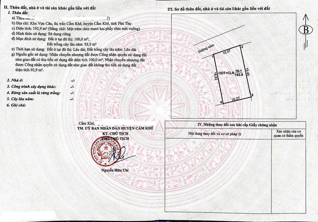CHÍNH CHỦ BÁN ĐẤT ĐẸP GIỮA TRUNG TÂM THỊ TRẤN CẨM KHÊ, PHÚ THỌ