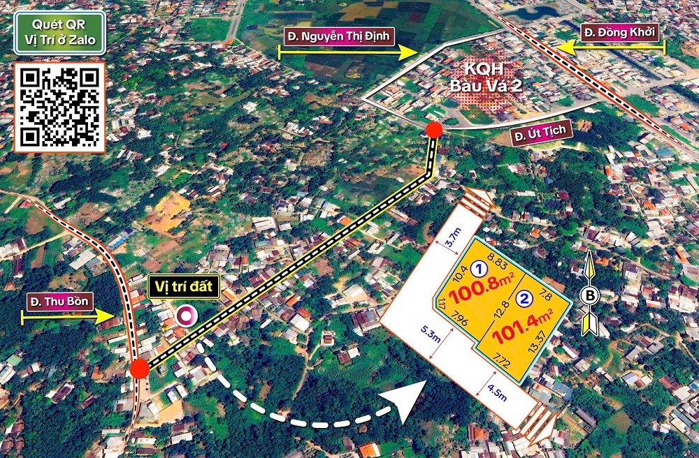 Bán 2 Lô đất Kiệt 82 Quảng Tế, Thuỷ Xuân, Huế ngay Ngã 4 đường Thu Bồn Gần KQH Bầu vá. Giá Bán: 1,8xx Tỷ