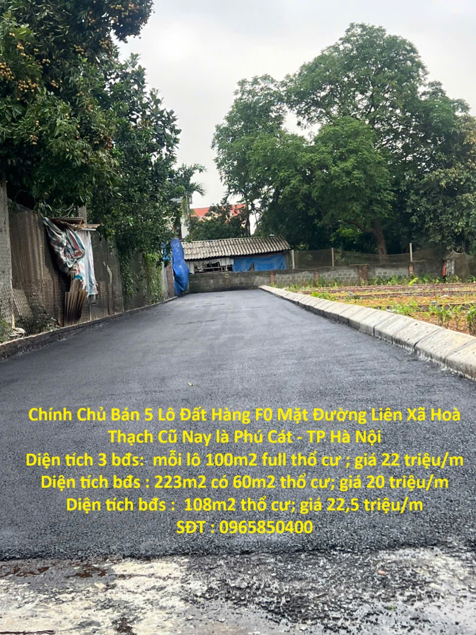 Chính Chủ Bán 5 Lô Đất Hàng F0 Mặt Đường Liên Xã Hoà Thạch Cũ Nay là Phú Cát - TP Hà Nội