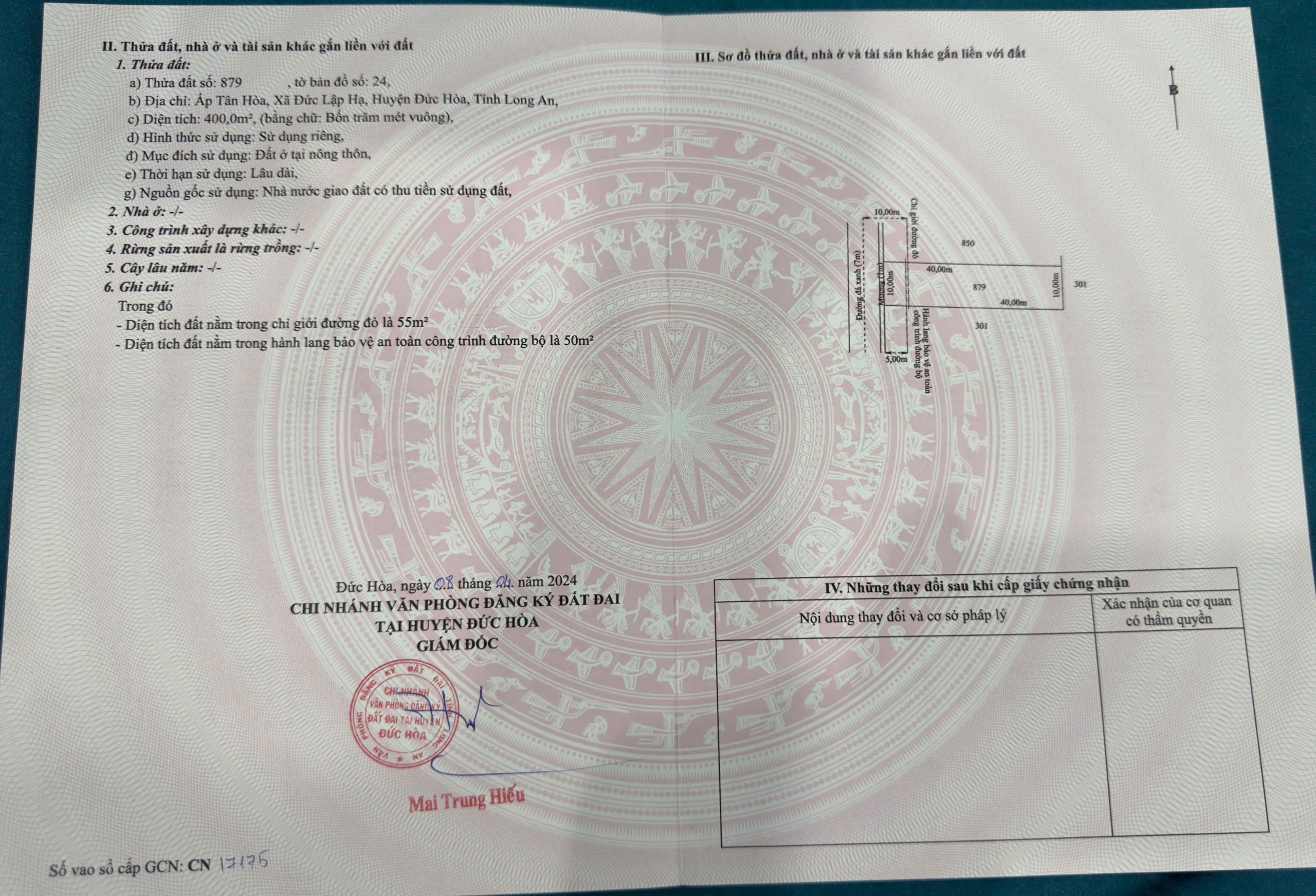 Bán 2 lô thổ cư vuông vức, đường xe hơi , xã Đức Lập Hạ, tổng dt 2 lô 600m2 giá 3,6 tỷ