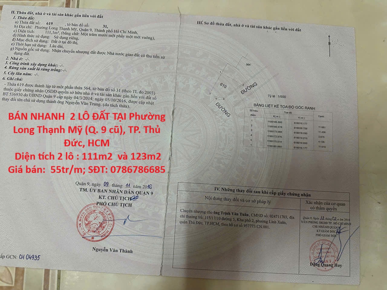 ĐẤT ĐẸP - GIÁ ĐẦU TƯ –CẦN BÁN NHANH 2 LÔ ĐẤT TẠI Phường Long Thạnh Mỹ (Q. 9 cũ), TP. Thủ Đức, HCM